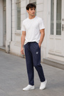 Spodnie Męskie SIKSILK Eleganckie Prążkowane Casual Joggery Granatowe