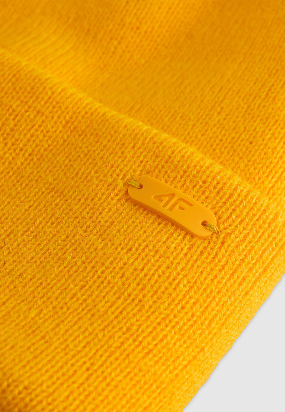 Czapka 4F Zimowa Beanie Uniseks Sportowa Żółty 4FWAW25ACAPU622