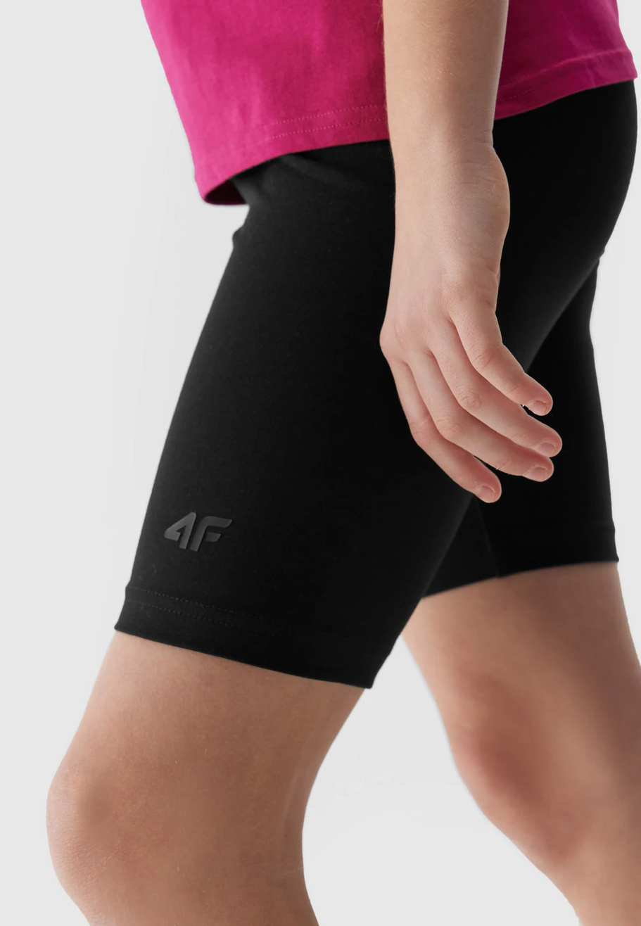 Legginsy Dziewczęce Kolarki 4F dzianinowe czarne 4FJWSS24TTIGF129