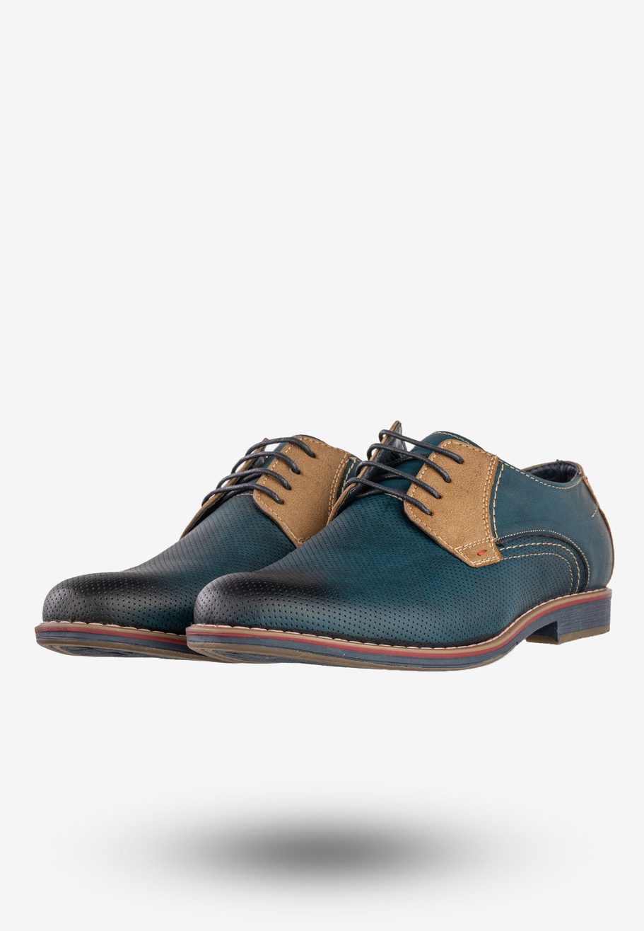 Półbuty Wizytowe Męskie Ekoskóra Buty Eleganckie Granatowe Goodin GD-LJ-930