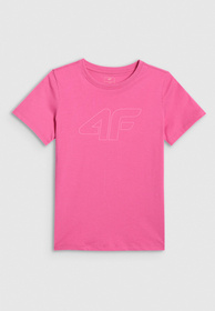 Koszulka Dziewczęca 4F T-shirt Sportowy Regular Różowy 4FJWSS26TTSHF3004