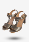 Sandały Damskie Skórzane Buty Na Obcasie Eleganckie Metaliczne Darex S-157/10