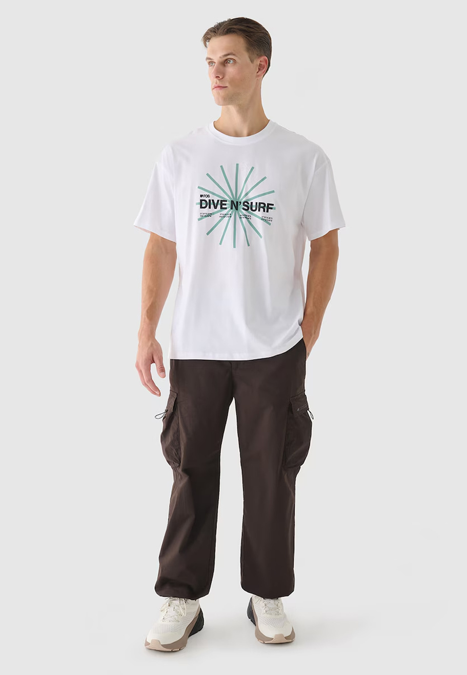 Koszulka Męska 4F Sportowa Bawełniana T-Shirt Regular Nadruk Biała 4FRSS24TTSHM2540