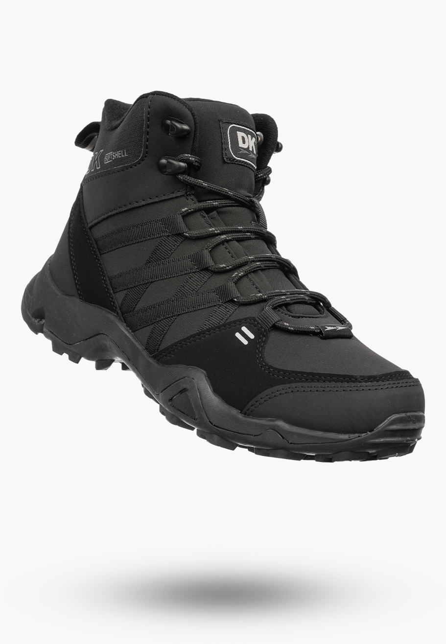 Buty Trekkingowe Damskie DK Młodzieżowe Sportowe Softshell Wysokie Czarne
