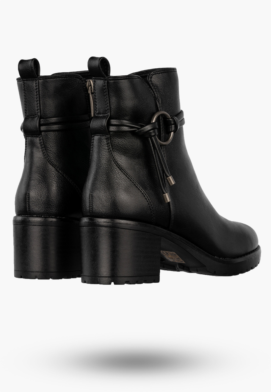 Botki Damskie Buty Na Obcasie Eleganckie Ocieplane Na Zimę Czarne Potocki 25-12527BK