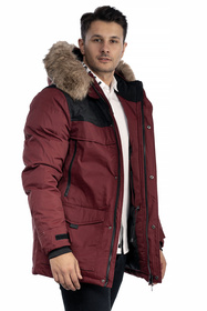 Kurtka Męska Puchowa Ocieplana Parka Czerwona 8-K-2024