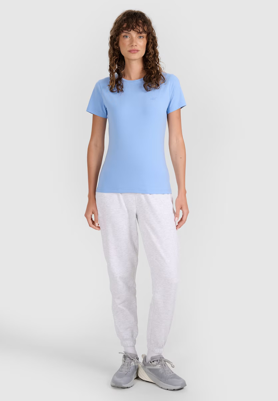 Koszulka Damska 4F T-shirt Slim Fit Gładki Sportowy Niebieski 4FWMM00TTSHF2255