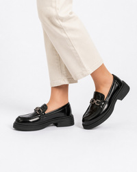 Półbuty Eleganckie Dziecięce APAWWA Baleriny Buty Czarne