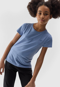 Koszulka Dziewczęca 4F T-shirt Bawełniany Niebieski 4FJWSS24TTSHF1110