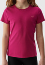 Koszulka Dziewczęca 4F T-shirt Bawełniany Ciemny Róż 4FJWSS24TTSHF1110