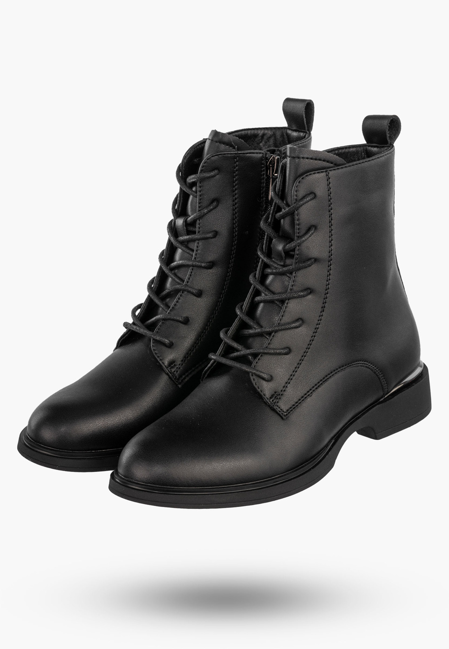 Botki Damskie Skórzane Buty Ocieplane Na Zimę Wysokie Czarne Filippo DBT6520/25BK