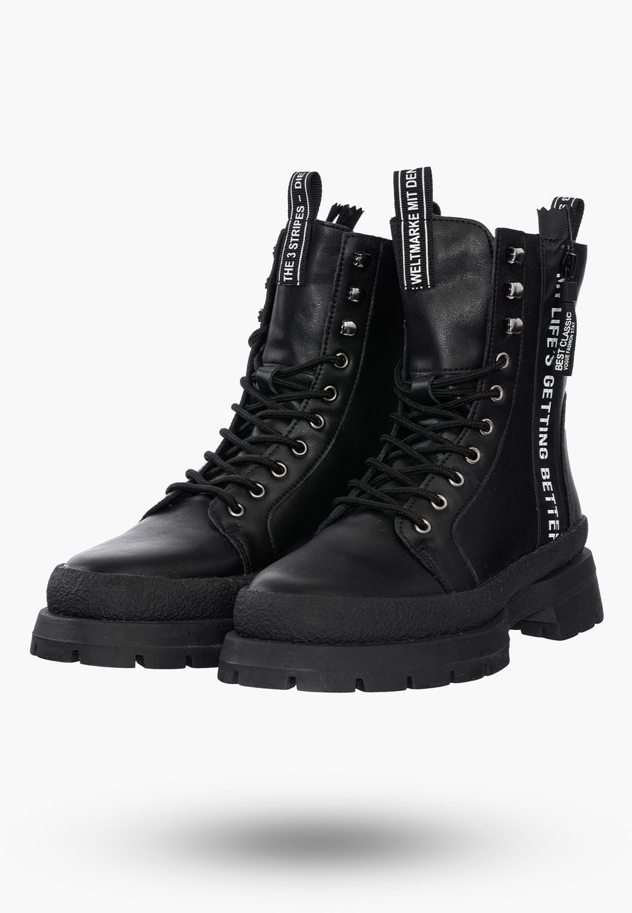 Buty Damskie Trapery Skórzane Czarne Z Ociepleniem Na Zimę DBT4153/22BK