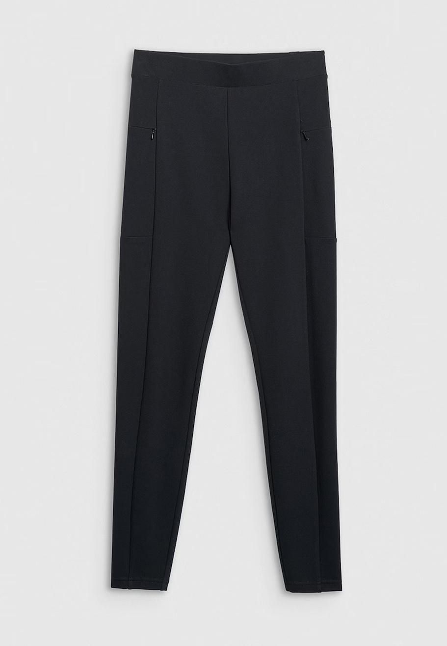 Legginsy Damskie 4F Sportowe Slim Wysoki Stan Kieszenie Treningowe Czarne 4FWAW25TTIGF242