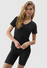 Koszulka Damska 4F Czarny T-shirt Basic 4FWSS24TTSHF1359