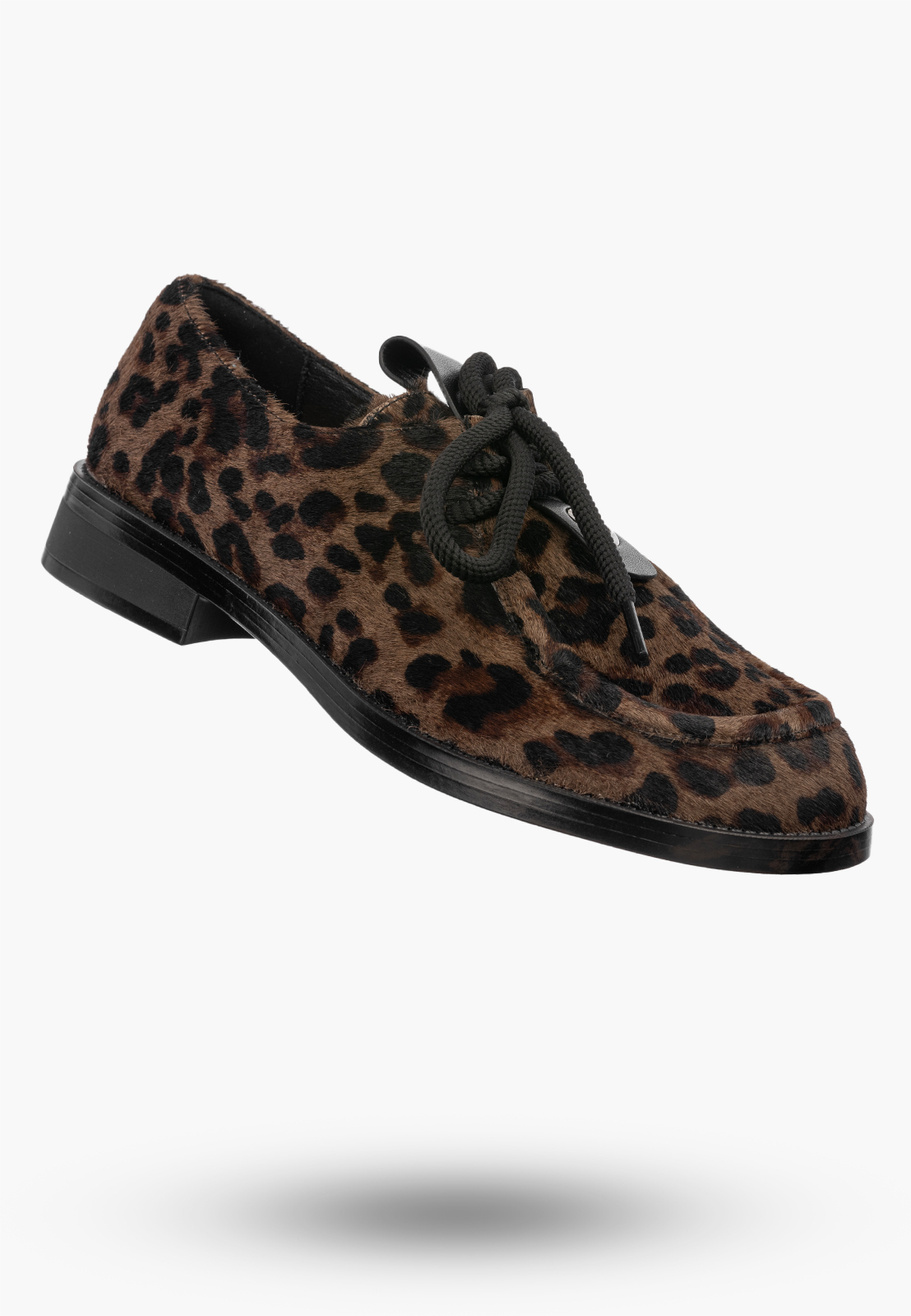 Półbuty Damskie Skórzane Buty Eleganckie Niskie Panterka D&A