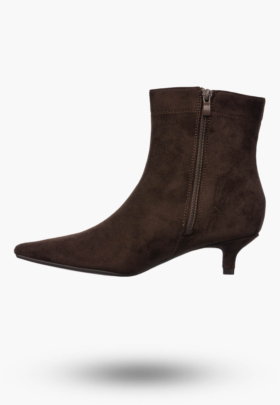 Botki Damskie Zamszowe Ekoskóra Buty Na Zamek Eleganckie Brązowe