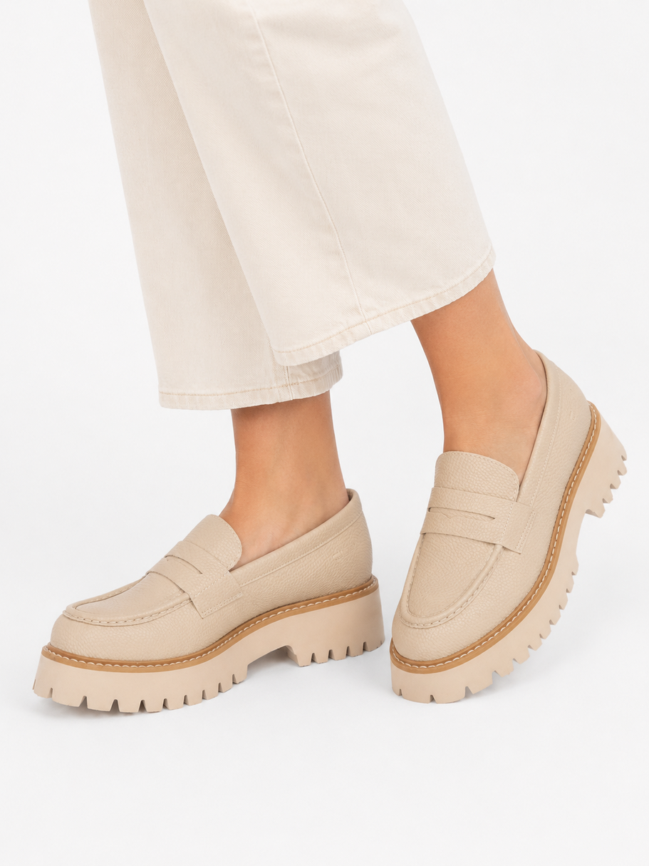 Mokasyny Damskie BIG STAR Buty Wsuwane Casual Gruba Podeszwa Beżowe NN274050