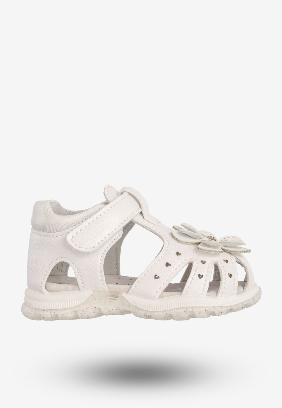 Sandały Dziewczęce Skórzana Wkładka Buty Na Rzepy Białe Apawwa T1220P