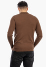 Sweter Męski Z Kołnierzem Elegancki Dopasowany Klasyczny Z Zamkiem Brązowy