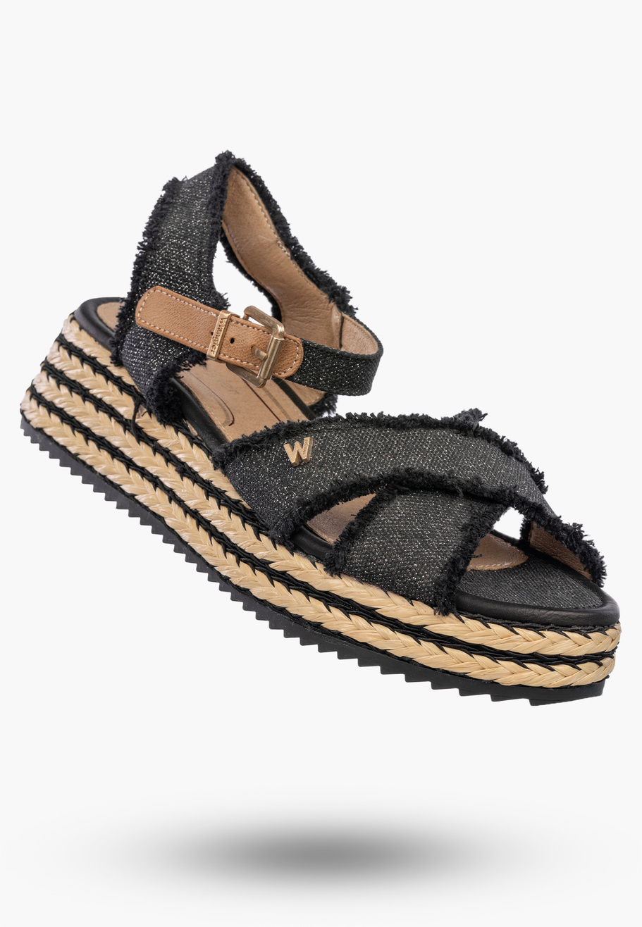 Sandały Damskie Wrangler Na Koturnie Buty Materiałowe Espadryle Granatowe KIM TEX