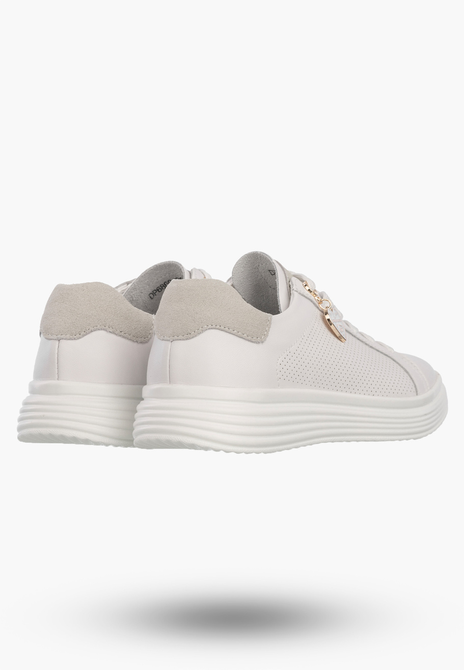 Półbuty Damskie Buty Skórzane Sneskersy z zawieszką Białe Filippo DP6860/26 WH