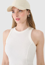 Top Damski 4F Slim Fit Z Prążkowej Dzianiny Bawełna Biały 4FWSS25TSLEF119