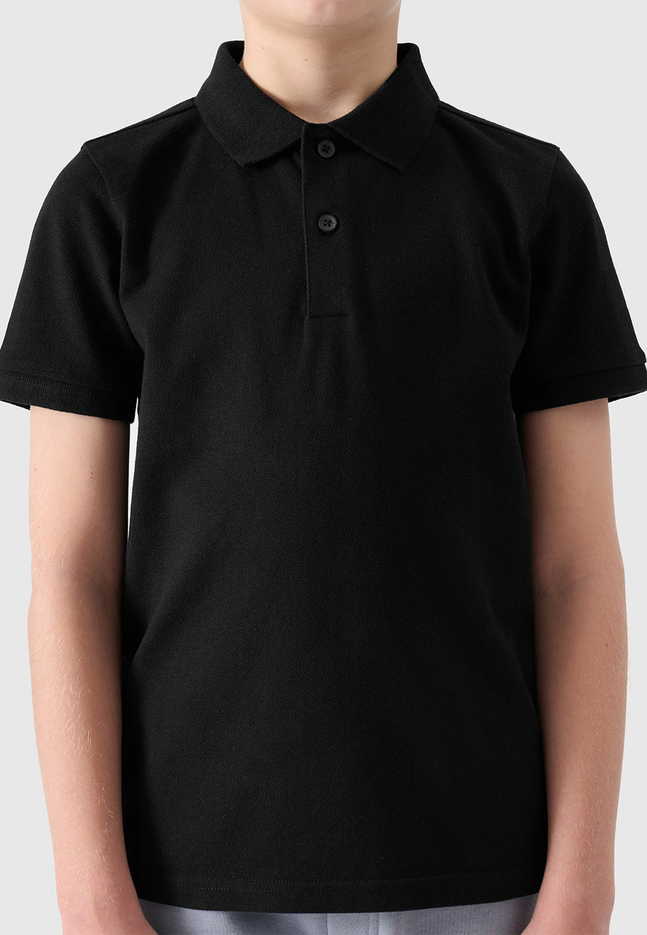 Koszulka Chłopięca 4F T-shirt polo czarny regular 4FJWSS24TPTSM124