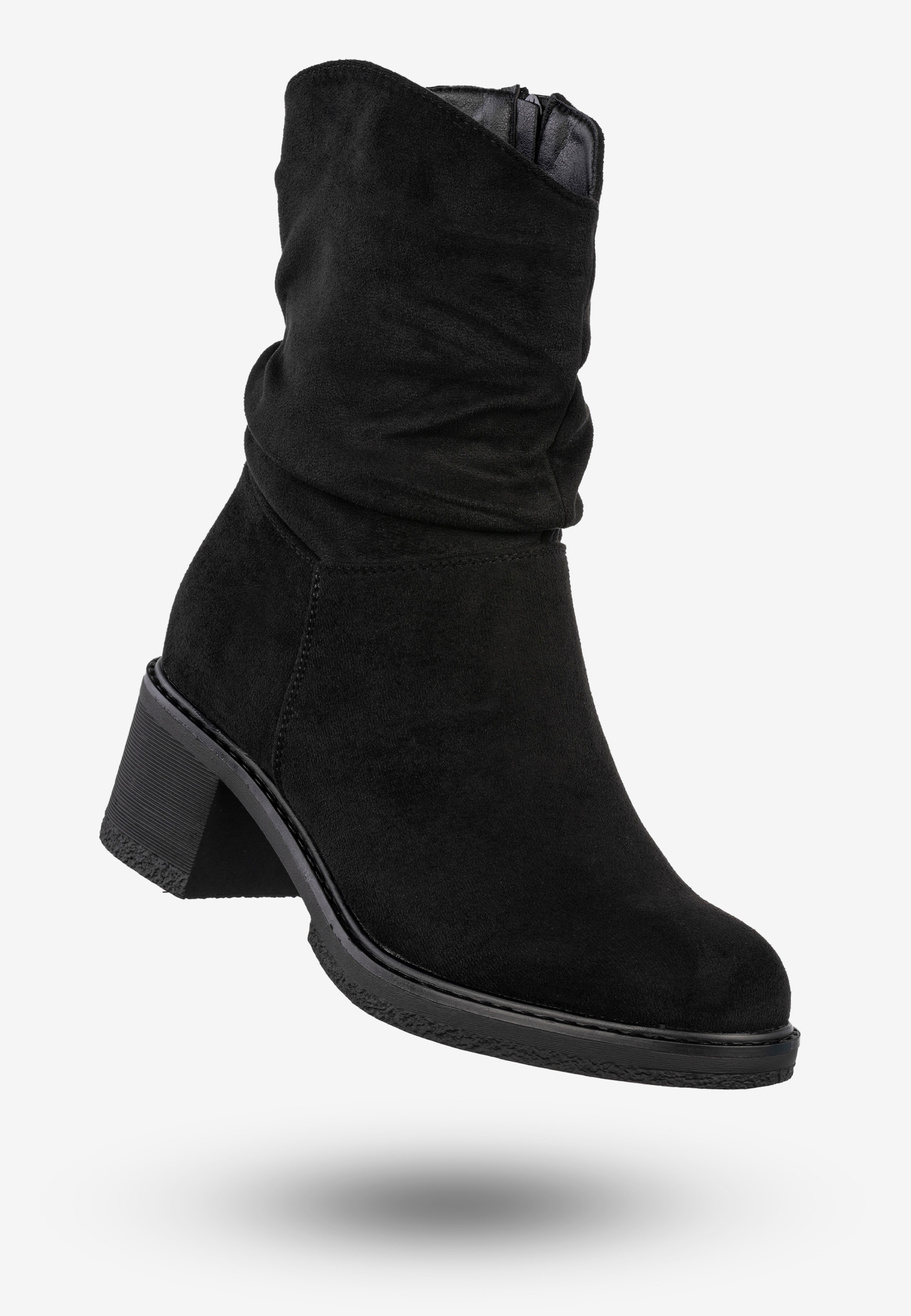 Botki Damskie Buty Zimowe Na Obcasie Ocieplane Czarne Potocki 25-51303BK