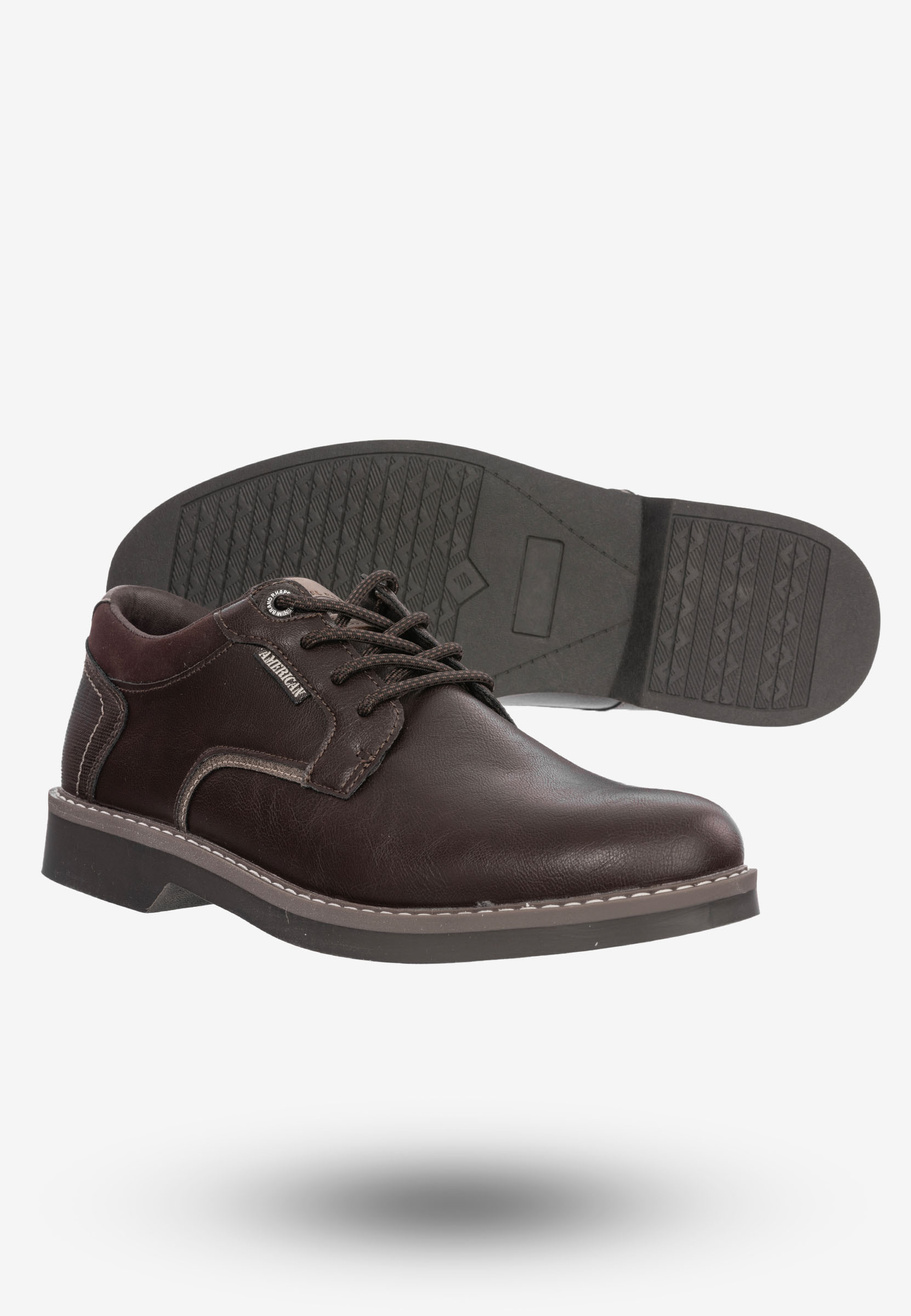 Buty Wizytowe Męskie Eleganckie Półbuty American Club Brązowe RH115/23