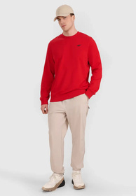 Bluza Dresowa Męska 4F Bez Kaptura Basic Nieocieplana Czerwona 4FWMM00TSWSM1767