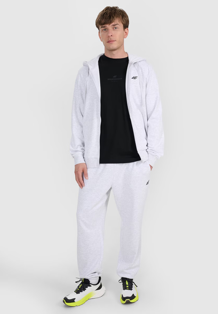 Bluza Dresowa Męska 4F Z Kapturem Rozpinana Jasny Szary 4FWMM00TSWSM1768