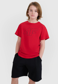 Koszulka Chłopięca 4F T-shirt Z Nadrukiem Czerwony 4FJWSS25TTSHM2325