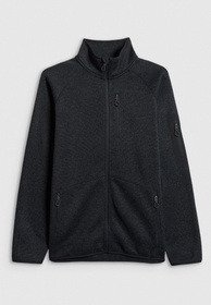 Polar Męski 4F Sportowy Rozpinany Regular Ze Stójką Bluza Czarna 4FWSS26TFLEM443