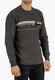Sweter Męski Klasyczny Elegancki Wygodny Okrągły Dekolt Szary MUST