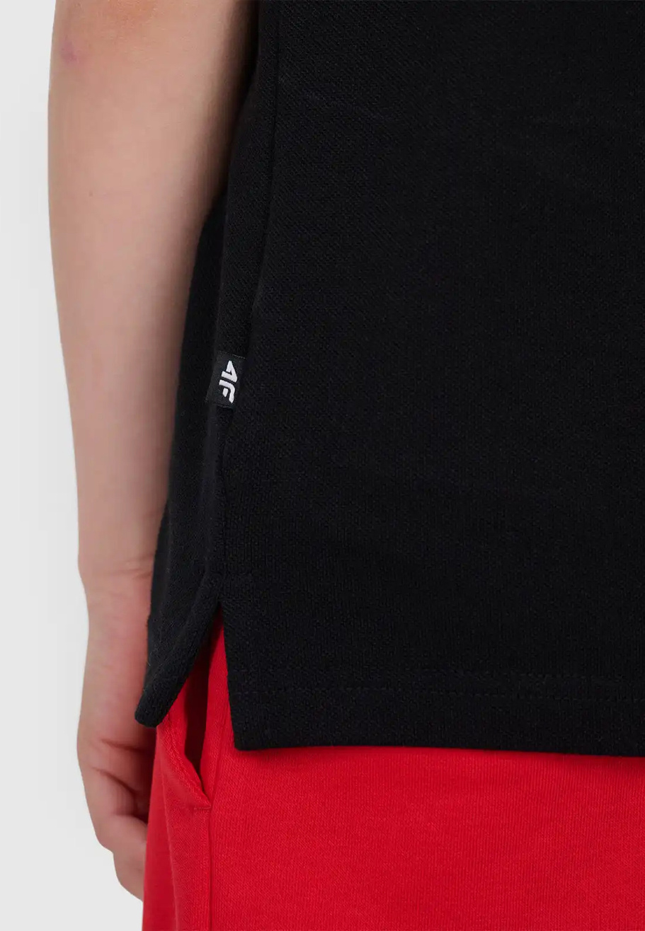 Koszulka Chłopięca 4F T-shirt Polo Z Kołnierzem Czarny 4FJWSS26TPTSM662