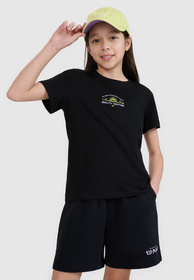 Koszulka Dziewczęca 4F T-shirt Sportowy Bawełna Czarny 4FJWSS25TTSHF1871