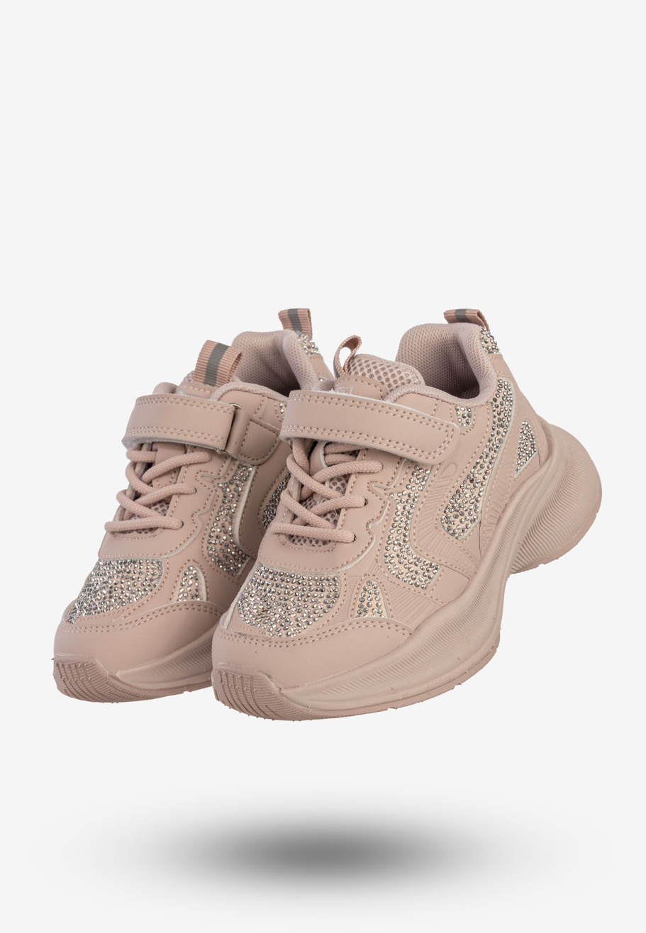 Sneakersy Dziecięce Ekoskóra Buty Sportowe Na Rzepy Półbuty Różowe Apawwa G1814P