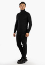 Golf Męski Elegancki Sweter Slim Fit Dopasowany Klasyczny Czarny