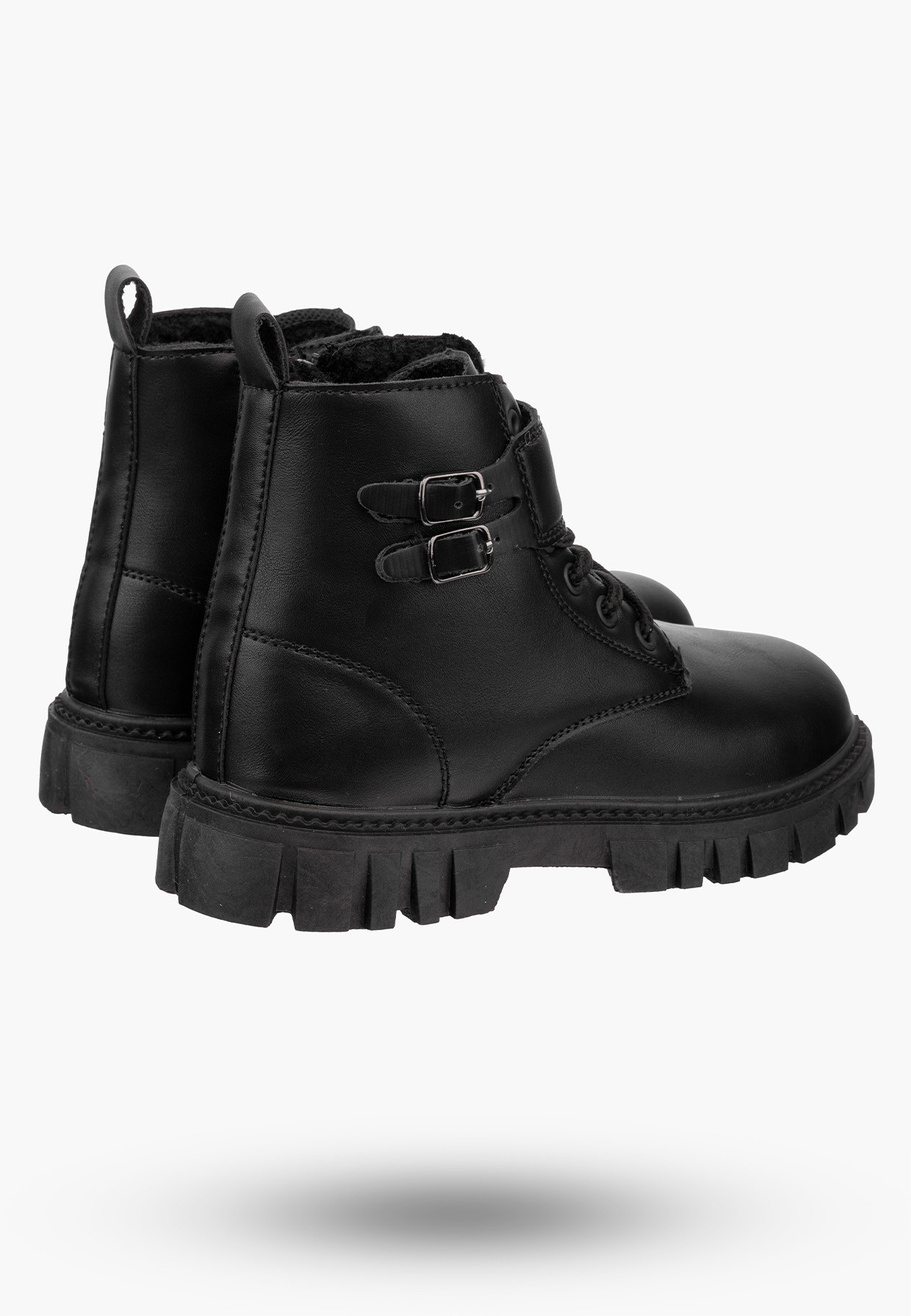 Buty Dziewczęce BIG STAR Trzewiki Ocieplane Eko Skóra Czarne OO374084