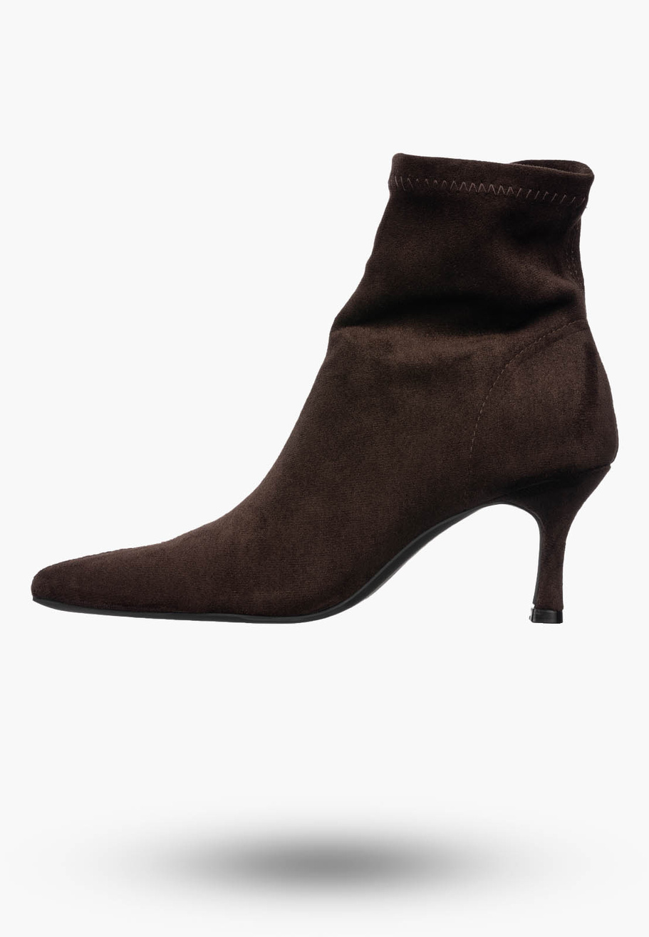 Botki Damskie Buty Na Zimę Za Kostkę Stylowe Wsuwane Brązowe