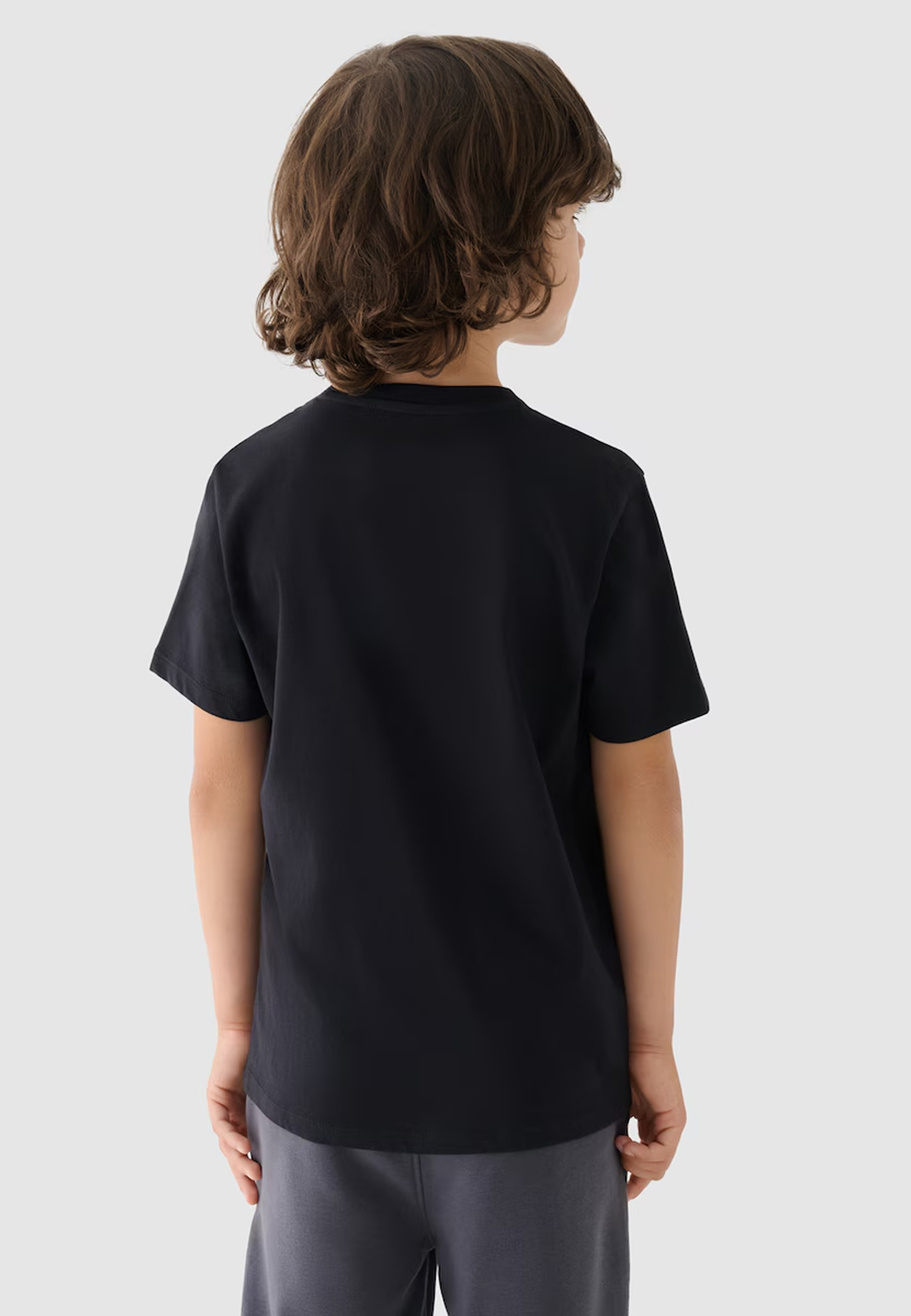T-shirt Chłopięcy 4F Bawełniany Czarny Koszulka Sportowa Regular 4FJWAW24TTSHM1552