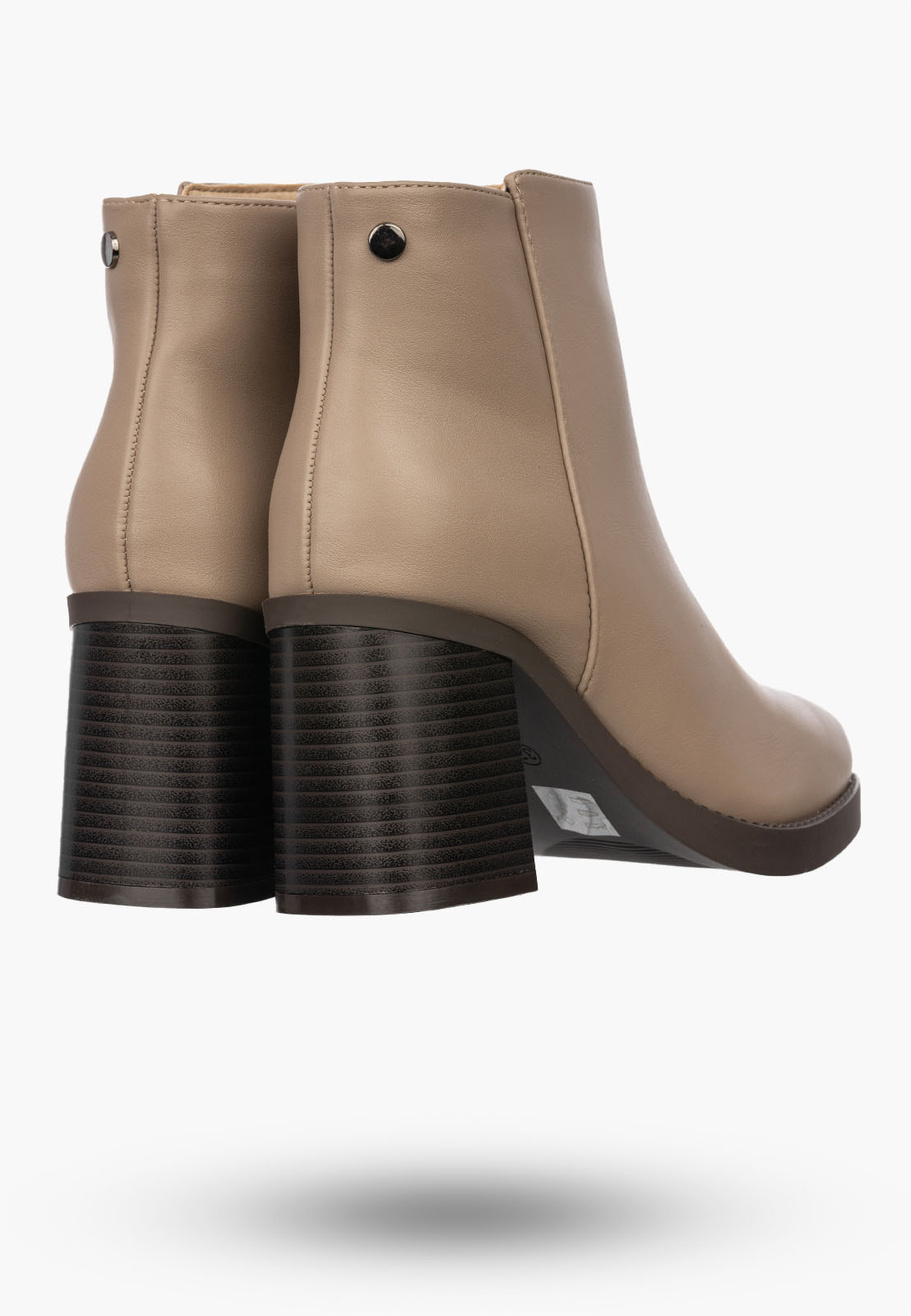 Botki Damskie JEZZI Buty Ekoskóra Ocieplane Eleganckie Beżowe