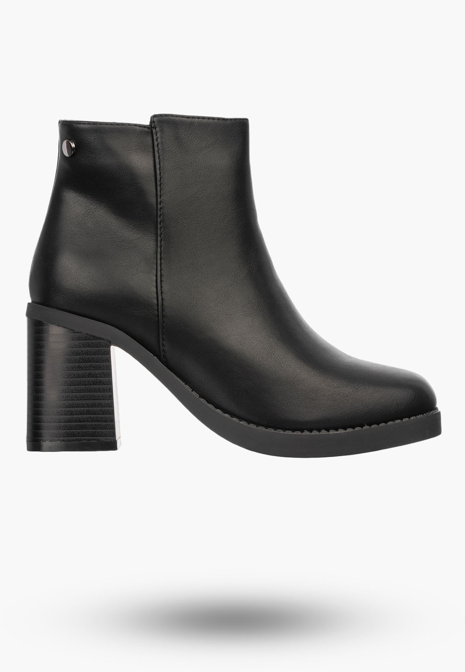 Botki Damskie JEZZI Buty Ekoskóra Ocieplane Eleganckie Czarne