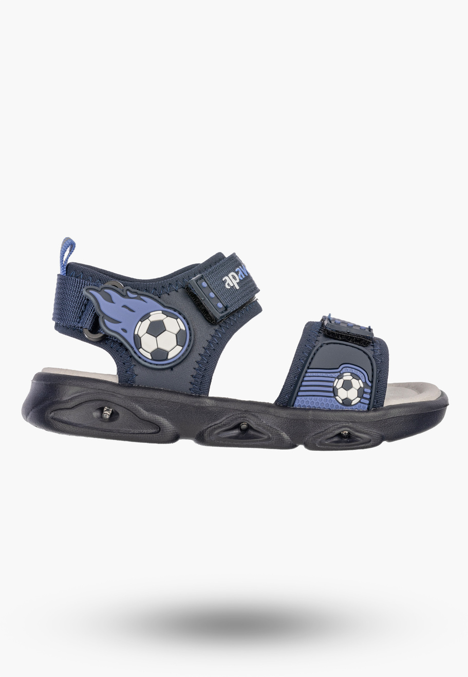 Sandały Chłopięce Buty Na Rzepy Skórzana Wkładka Letnie Granatowe Apawwa