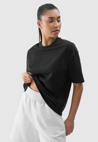 Koszulka Damska 4F T-shirt Oversize Basic Sportowy Czarny 4FRSS24TTSHF2545