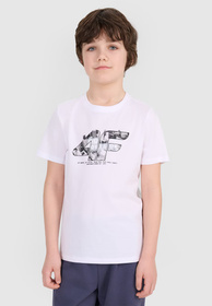 Koszulka Chłopięca 4F T-shirt Z Nadrukiem Biały 4FJRSS24TTSHM2210