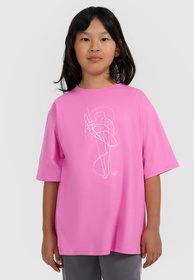 Koszulka Dziewczęca 4F T-shirt Z Nadrukiem Oversize Bawełna Różowy 4FJWAW25TTSHF2395