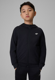 Bluza 4F Chłopięca Rozpinana Sportowa Z Kapturem Ocieplana Czarna 4FJWSS26TFSWM690