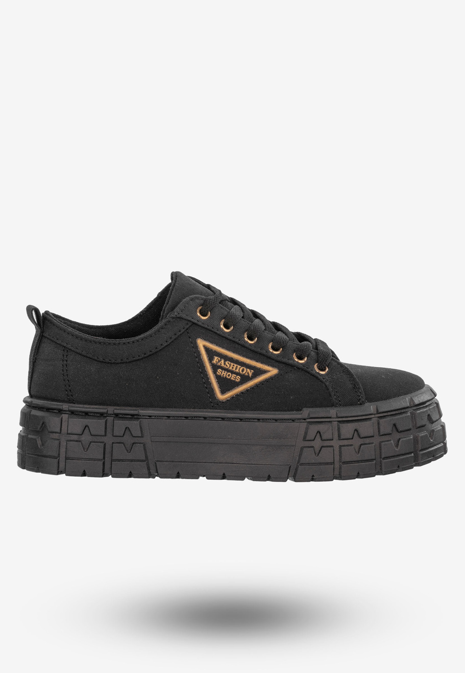 Tenisówki Damskie Trampki Buty Na Platformie Czarne Goodin GD-HR-28