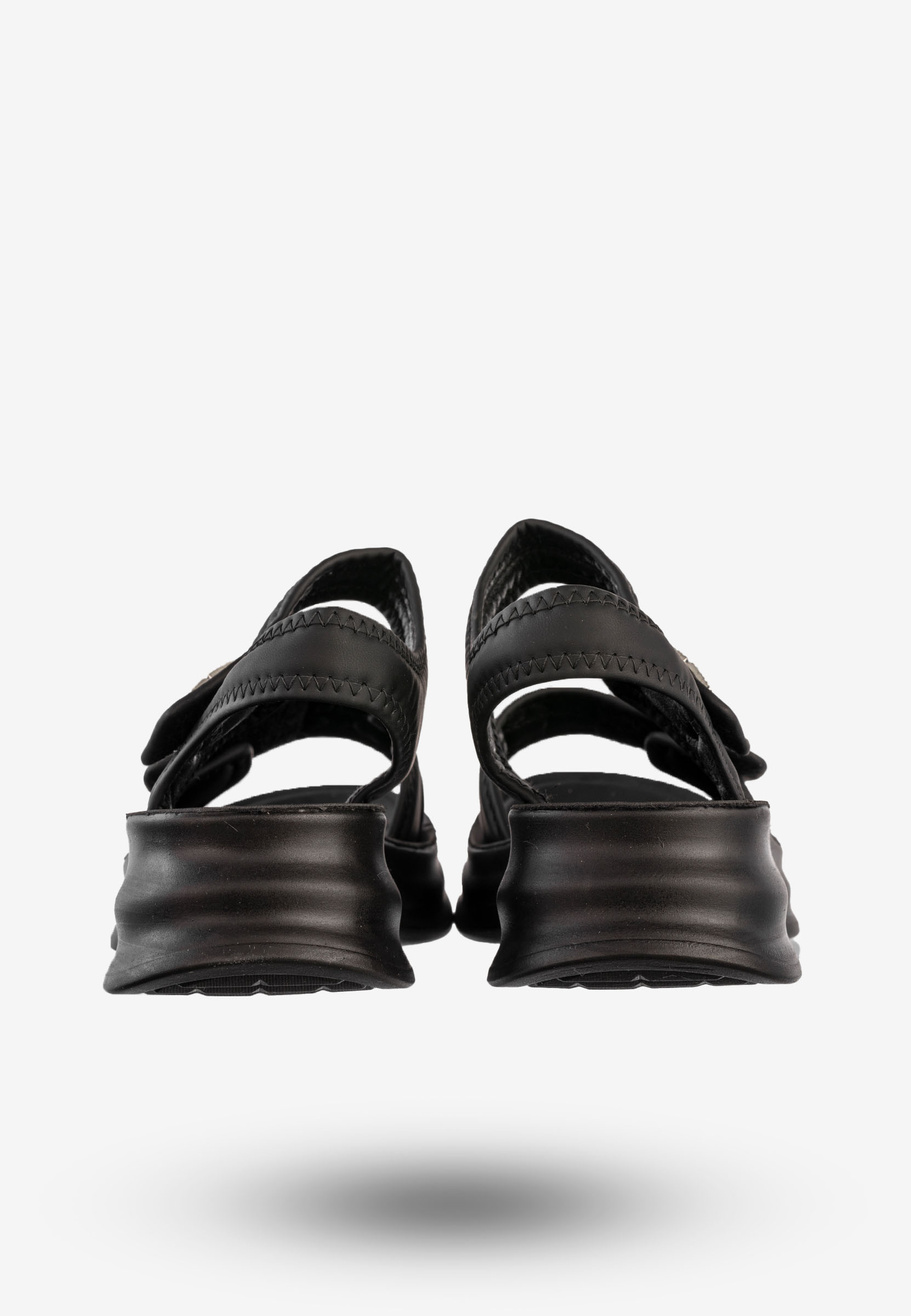 Sandały Damskie Ekoskóra Buty Eleganckie Na Rzepy Czarne Potocki 25-105300BK